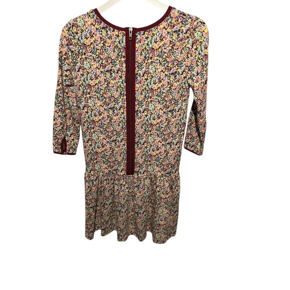 Matilda Jane 435 Courtney Burgundy Floral Print Dress Size 14 Drop Waist Ruffle - Picture 6 of 10